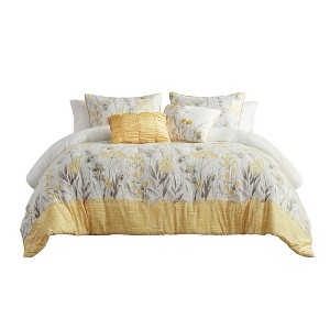 Gracie Mills 5-Piece Cottage Farmhouse Floral Seersucker Comforter Set - 1 of 4