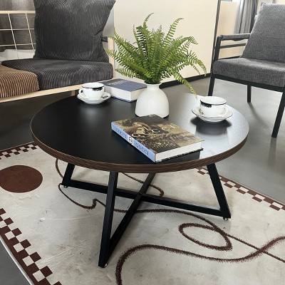 Syemin End Tables Round Coffee Table, Small End for Small Spaces, Outdoor and Indoor Modern Side Table Nightstand, Black, 31.5"*31.5"*15.75"