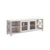 60" Wood Farmhouse TV Stand with Four Shelves and Transparent Center Cabinet for Living room or Entrywa - 3 of 4