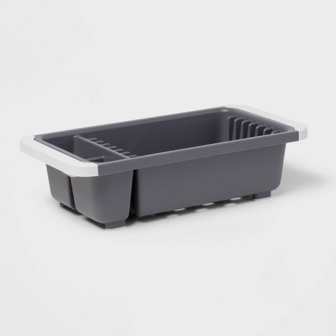 Black Metal Expandable Over-The-Sink Rack w/Pull-Out Drawer