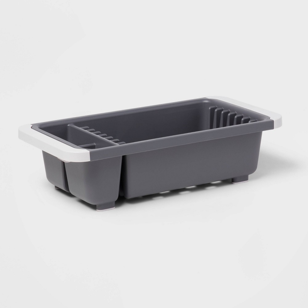 Over the Sink Dish Drainer Gray - Brightroom™: Freestanding Dish Drying Rack & Sponge Holder, Polypropylene, Hand Wash
