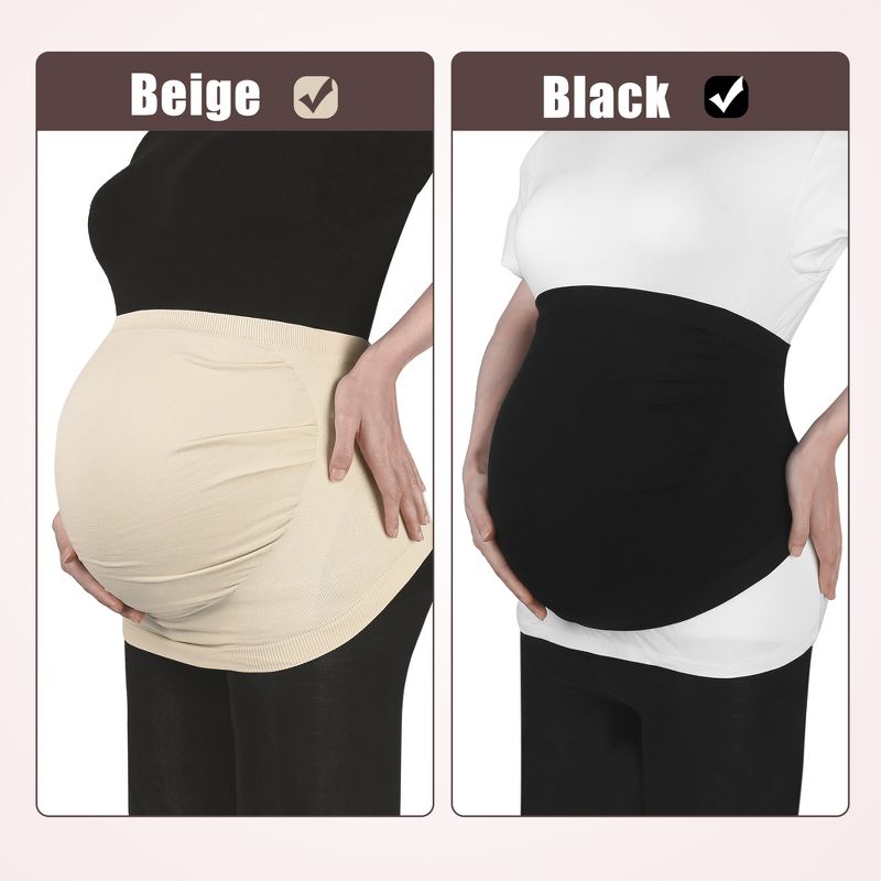 Unique Bargains Women Maternity Belly Band Pregnant Support Belly Bands Black Beige Size M 2 Pcs, 4 of 5