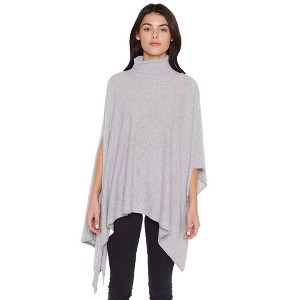 J CASHMERE Women's 100% Pure Cashmere Cowl-Neck Asymmetric Duster Sweater - 1 of 2
