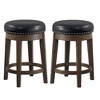 Poundex, 24" Round Swivel Counter Stool in Black Faux Leather (Set of 2) - 4 of 4