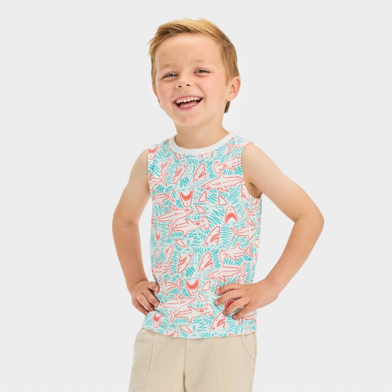 Toddler Boys&#39; Sharks Printed Graphic T-Shirt - Cat &#38; Jack&#8482; White, 1 of 5