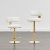 Spruce&Spring Modern Adjustable Swivel Bar Stools Set Back and Arched Footrest, Set of 2, Preal, Gold - 3 of 4