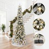 LuxenHome Pre-Lit Flocked Pencil Artificial Christmas Tree with Metal Base - 2 of 4