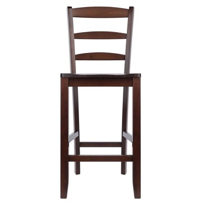 Benjamin Walnut Ladder-Back Wood Counter Stools, Set of 2