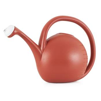 HC Companies 2 Gallon Premium Large Mouth Garden Plant Watering Can with Rosette, Water Indicator Level, and Ergonomic Handle (Terracotta))