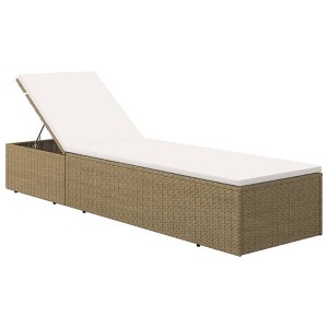 vidaXL Sunlounger Poly Rattan Brown and Cream White - 1 of 4