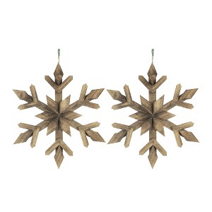 Cesicia 21.7x 21.7" Large Fir Wood Snowflake Ornaments, Hanging Home Decor Accents for Christmas Tree, Holiday Display, Set of 2 - 1 of 4