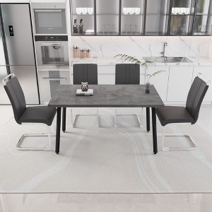 5-Piece Expandable Dining Set with Rectangular Table and 4 C-shaped Tubular Cushioned Armless Chairs - 1 of 4