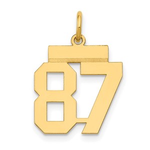 Black Bow Jewelry 14k Yellow Gold, Athletic Collection, Small Polished Number 87 Pendant - 1 of 4