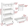 Itopfox 4-Tier Rolling Storage Cart with Lockable Wheels, Extra Hanging Cups & Handles for Kitchen, Bathroom, Living Room, Office - White - 2 of 4