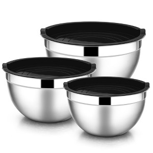 Itopfox Stainless Steel Mixing Bowls with Airtight Lids, 6-Piece Nesting Salad Bowls for Baking, Cooking & Food Prep, Stackable Design - 1 of 4