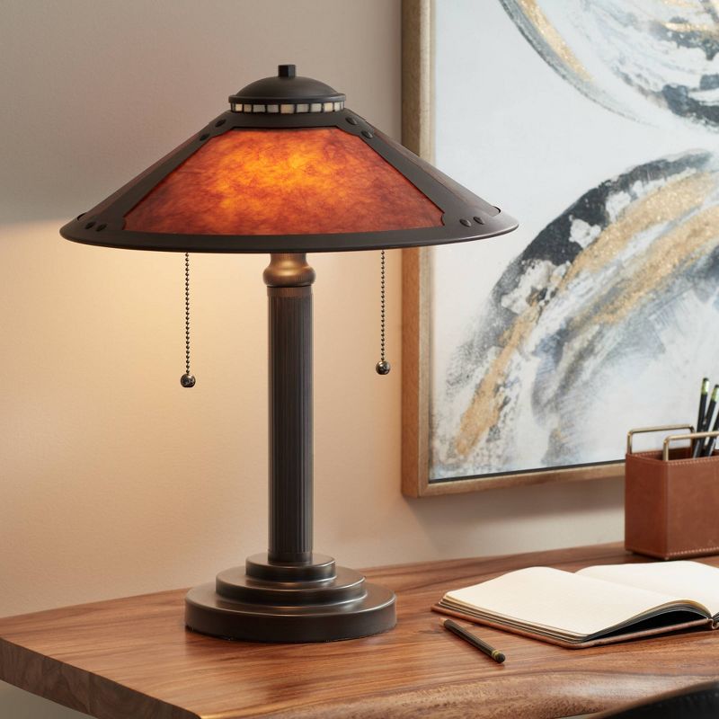 Robert Louis Tiffany Mica Mission Desk Lamp 18 1/2" High Oil Rubbed Bronze Natural Mica Shade for Bedroom Living Room Bedside Nightstand Kids Family, 2 of 10