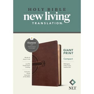 NLT Compact Giant Print Bible, Filament Enabled (Leatherlike, Mahogany Celtic Cross, Red Letter) - (Leather Bound) - 1 of 1