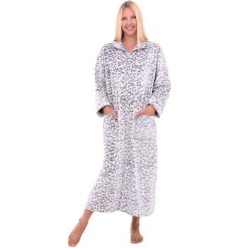 ADR Women's Zip Up Fleece Robe, Soft Warm Plush Oversized Zipper Bathrobe