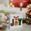 Rustic Winter Merry Christmas Joy Deer Wood Box Sign, Farmhouse Christmas Santa Artwork Decor - 3 of 3