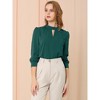 INSPIRE CHIC Women's Office Keyhole Elegant Stand Collar Long Sleeve Back Neck Button Blouse - 3 of 4