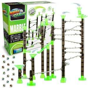 Marble Genius Marble Rails Starter Set, 200 Piece Marble Run (30 Marbles, 30 Rail Pieces, 12 Base Pieces, and More) - 1 of 4