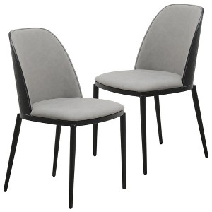 LeisureMod Tule Dining Side Chair with Velvet Seat and Black Powder-Coated Steel Frame Set of 2 - 1 of 4