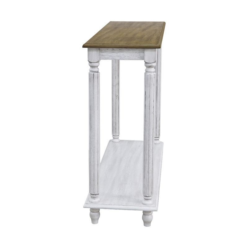 Galano Moshiem 35.4 in. Spray Paint White with Oak Rectangular Solid Wood Console Table, 5 of 11