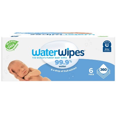 Image of WaterWipes Plastic-Free Original Unscented 99.9% Water Based Baby Wipes - 360ct
