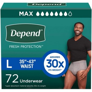 Depend Fresh Protection Adult Incontinence Disposable Underwear for Men - Maximum Absorbency - Gray - 1 of 4