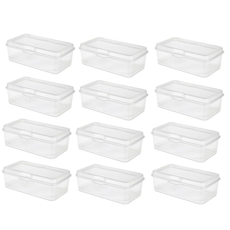 Sterilite Clear FlipTop Plastic Stacking Storage Container Tote with Latching Lid for Home Organization in Closets, Playroom, or Craft Rooms, 1 of 7