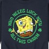 Men's - SpongeBob Squarepants - Who Needs Luck With This Charm Graphic Fleece Sweatshirt - 2 of 4