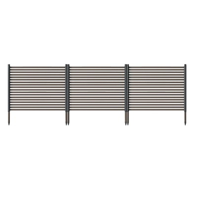 Privacy Screen, 3-Panel Metal Animal Barrier, Rustproof Outdoor Decorative Fence for Patio,Yard Brown