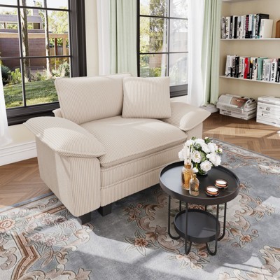 Captiva Designs Oversized Deep Seat Armchair, 1-Seater Upholstered Accent Chair, Comfy Corduroy Reading Chair