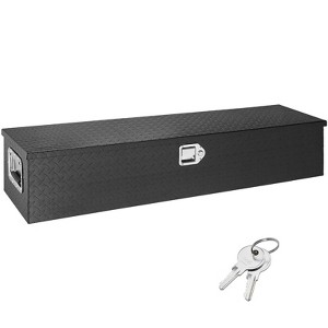VEVOR Heavy Duty Aluminum Truck Bed Tool Box, Diamond Plate Tool Box with Side Handle and Lock Keys, Storage Tool Box Chest Box Organizer, Black - 1 of 4