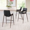 Zuo Modern Desi Counter Stool, Set Of 2, 35.6 Inch High Black Faux Leather Seat With Walnut Finish Steel Frame - 3 of 4