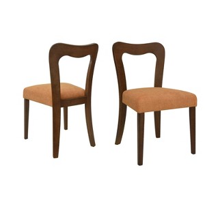 Christopher Knight Home Set of 2 Aaron Rubberwood Upholstered Dining Chairs with Curved Open Back Caramel/Walnut - 1 of 4