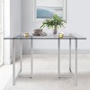 Ming 47"x 31.5" Rectangular Minimalist Transparent Glass Dining Table With Chrome Metal Legs-Maison Boucle - 2 of 4