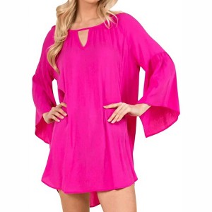 Women's Natalia Bell Sleeve Keyhole Hi-Lo Flowy Blouse - VISION - 1 of 4