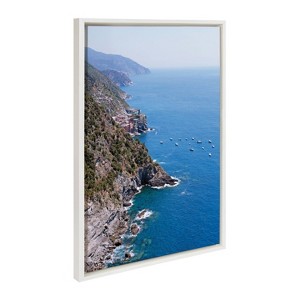 Kate & Laurel All Things Decor 23"x33" Sylvie Towns of Cinque Terre Framed Canvas by Rachel Bolgov: Coastal Art - 1 of 4