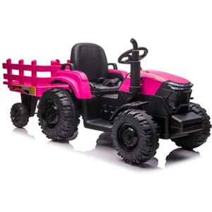 Kids Ride On Tractor with Trailer, 12V Electric Ride On Car for Kids, Dual 40W Motors, LED Headlights, USB/MP3, Battery Powered Outdoor for 3+ - 1 of 4