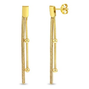 Layered Dangle Standard Back Gold Plated Sterling Silver Earrings - In Season Jewelry - 1 of 3