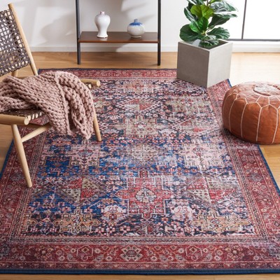 Tucson Navy and Rust Washable Square Rug