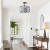 Dewdrop 3-Light Semi Flush Mount Crystal Chandelier, Black and Clear Drum Ceiling Light Fixture for Living Room Foyer Entryway - 2 of 4
