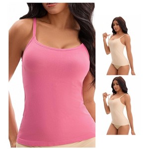 INSPIRE CHIC Women's 3-Pack Camisoles with Built-In Bras Basic Breathable Sleeveless Undershirts - 1 of 4