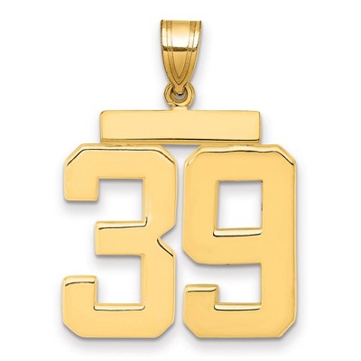 Black Bow Jewelry 14k Yellow Gold, Athletic Collection, Large Polished Number 39 Pendant