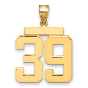 Black Bow Jewelry 14k Yellow Gold, Athletic Collection, Large Polished Number 39 Pendant - 1 of 3