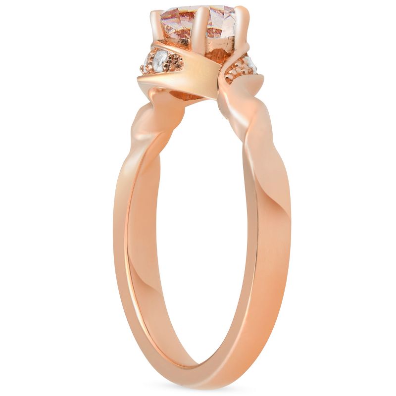 Pompeii3 3/4 ct Diamond & Morganite 14k Rose Gold Solitaire Twist Band Engagement Ring, 2 of 5