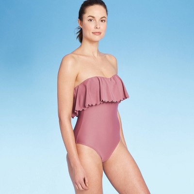 flounce bandeau one piece swimsuit