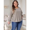 Agnes Orinda Women's Plus Size Pleated Crew Neck Long Sleeve Dressy Casual Trendy Blouses - 2 of 4