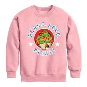 Boys' - Teenage Mutant Ninja Turtles - Peace Love Pizza Graphic Long Sleeve Fleece Sweatshirt - 1 of 4